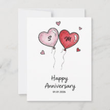 Cartão de Aniversário de Casal Personalizado Coraç