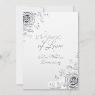 Festividades Cartão de Aniversário de Casamento de 25 Anos Luxu