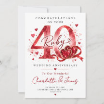 Cartão de Aniversário de Casamento de 40 Anos | An