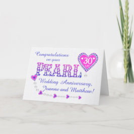 Festividades Cartão de Aniversário de Casamento Pearl 30 de Nom