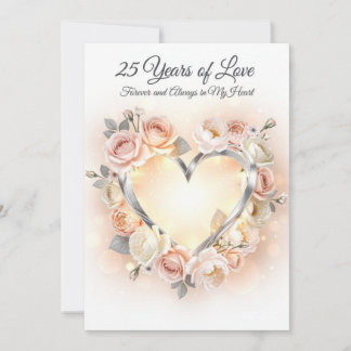 Festividades Cartão de Aniversário de Casamento Romântico de 25
