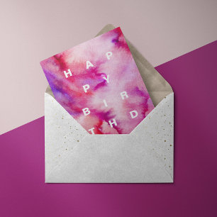 Festividades Cartão de Aniversário de Corante Água Magenta