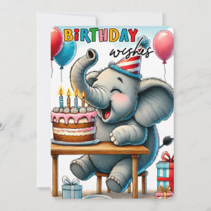 Festividades Cartão de Aniversário de Elefante Fofo