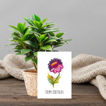 Cartão de aniversário de flor isolada