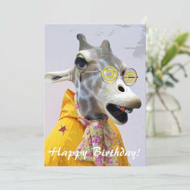 Festividades Cartão de Aniversário de Girafa excelente! (Em pé/Frente)