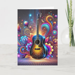 Festividades Cartão de Aniversário de Guitarra Clássica Colorid