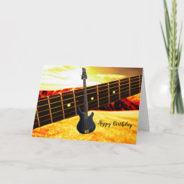Festividades Cartão de Aniversário de Guitarra Elétrica Dourada