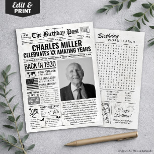 Festividades Cartão de aniversário de jornal de 1930, Trend