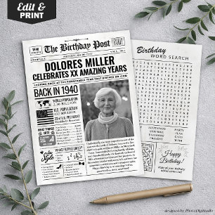 Festividades Cartão de aniversário de jornal de 1940, Trend
