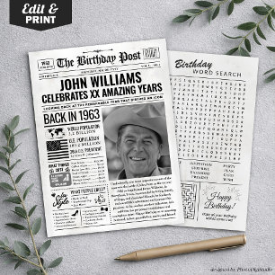 Festividades Cartão de Aniversário de Jornal Personalizado de 1
