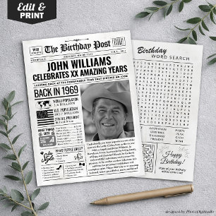 Festividades Cartão de Aniversário de Jornal Personalizado de 1