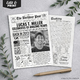 Festividades Cartão de Aniversário de Jornal Personalizado de 2