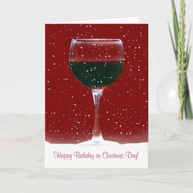Festividades Cartão de Aniversário de Natal de Vinho (Frente)
