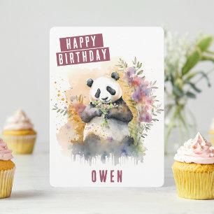 Festividades Cartão de Aniversário de Panda primavera