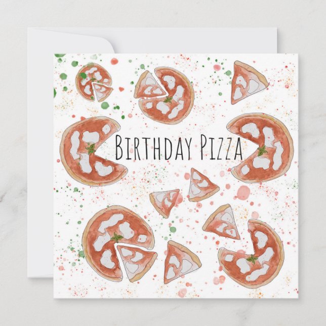 Festividades Cartão de aniversário de pizza (Frente)