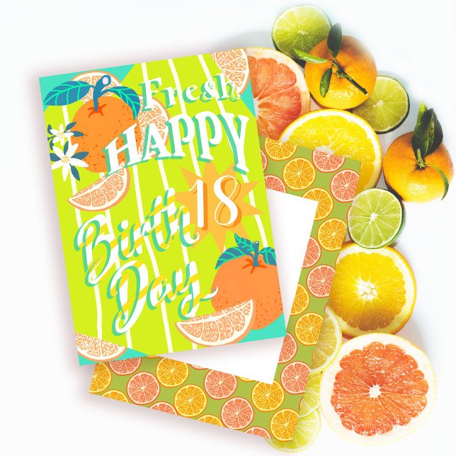 Festividades Cartão de Aniversário de Verão Laranja (Orange Birthday Card Design.)