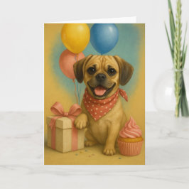 Festividades Cartão de Aniversário do Adorável Puggle