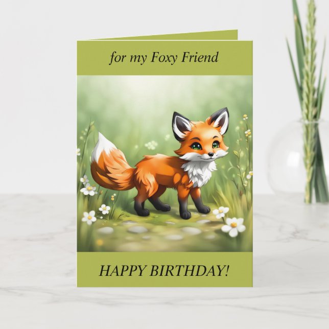 Festividades Cartão de Aniversário do Amigo Foxy (Frente)