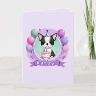 Festividades Cartão de Aniversário do Boston Terrier