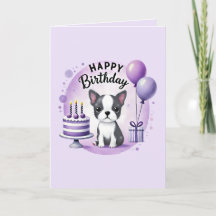 Cartão de Aniversário do Boston Terrier
