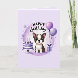 Festividades Cartão de Aniversário do Boston Terrier