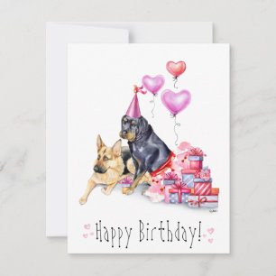 Festividades Cartão de Aniversário do Cão - Rottweiler e She