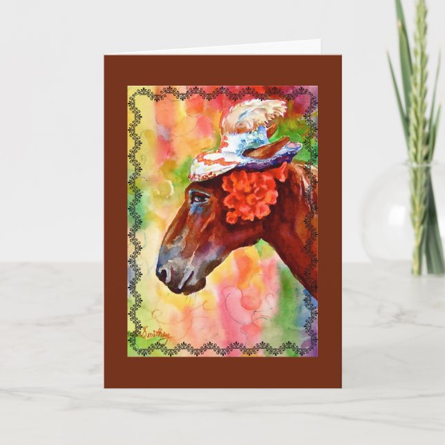 Festividades Cartão de aniversário do cavalo da páscoa (Frente)