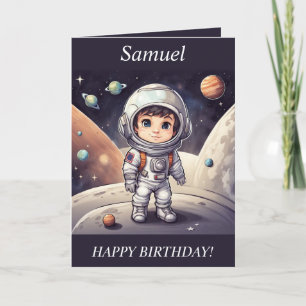 Festividades Cartão de Aniversário do Chibi Boy Astronaut Exter