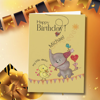 Festividades Cartão de Aniversário do Elefante e do Patinho Cap
