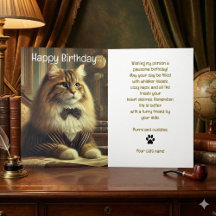 Cartão de Aniversário do Gato Bem Vestido