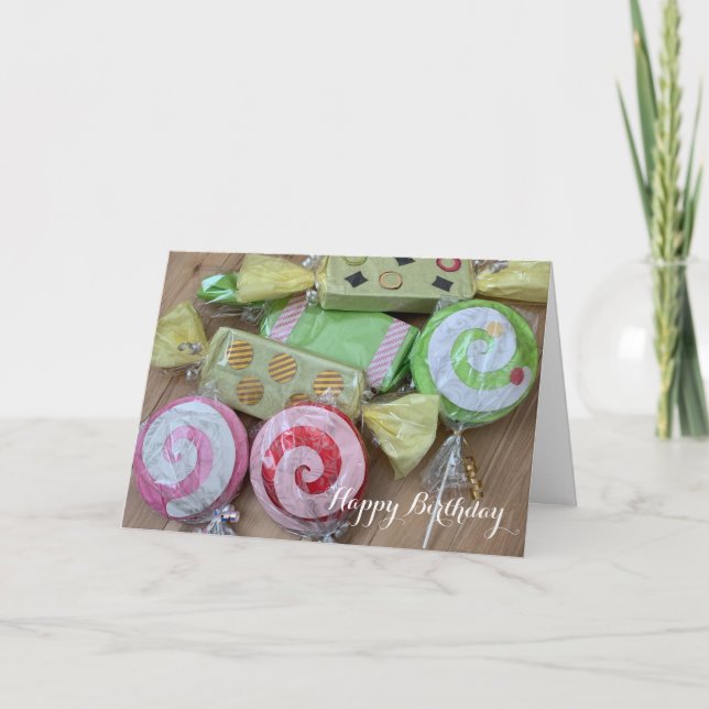 Festividades Cartão de Aniversário do Partido Candy Lollipops (Frente)