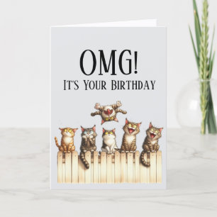 Festividades Cartão de Aniversário do Tema de Gato Bonito OMG