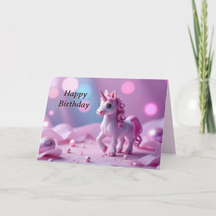 Festividades Cartão de Aniversário do Unicórnio Girly e Rosa