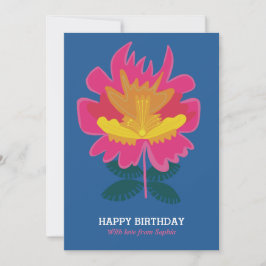 Festividades Cartão de aniversário elegante bonito floral azul