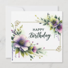 Festividades cartão de aniversário elegante com moldura de flor