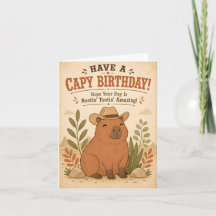 Cartão de Aniversário Engraçado de Capivara Cowboy