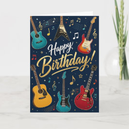 Festividades Cartão de Aniversário Feliz com Guitarra Rock