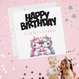 Festividades Cartão de Aniversário Feliz da Unicorn Girly