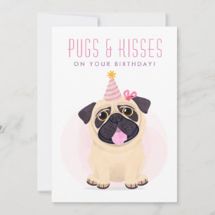 Festividades Cartão de Aniversário Feliz de Cute Pug