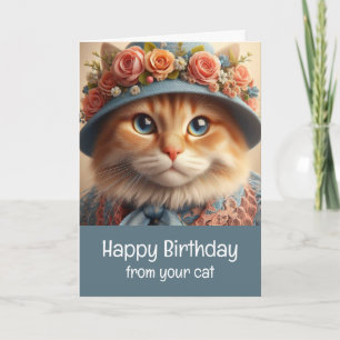 Festividades Cartão de Aniversário Feliz de Gato Fofo para Aman