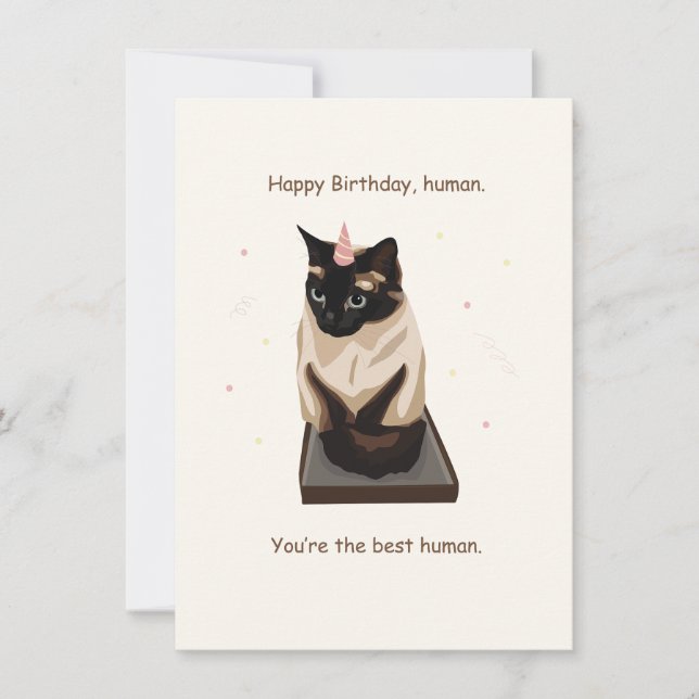 Festividades Cartão de Aniversário Feliz de Gato Simamês (Frente)