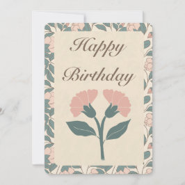 Festividades Cartão de Aniversário Feliz Floral Elegante