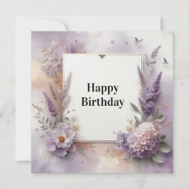 Festividades cartão de aniversário flores de aquarela roxa