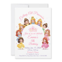 Cartão de Aniversário Mágico da Princesa Disney pa