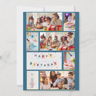 Festividades Cartão de Aniversário para Colagem de Fotos - Azul