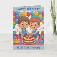 Cartão de Aniversário para Meninos Gêmeos Pequenos