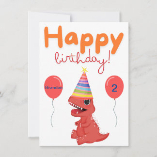 Festividades Cartão de Aniversário Personalizado Dinossauro par