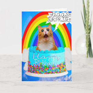 Festividades Cartão de Aniversário Surpresa de Gato Louco de Hu