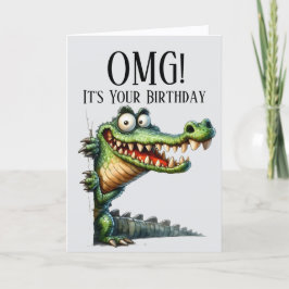 Festividades Cartão de aniversário tema crocodilo engraçado