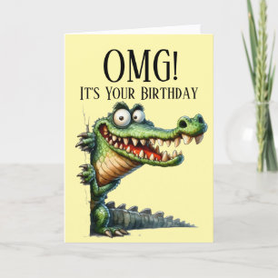 Festividades Cartão de aniversário tema crocodilo engraçado